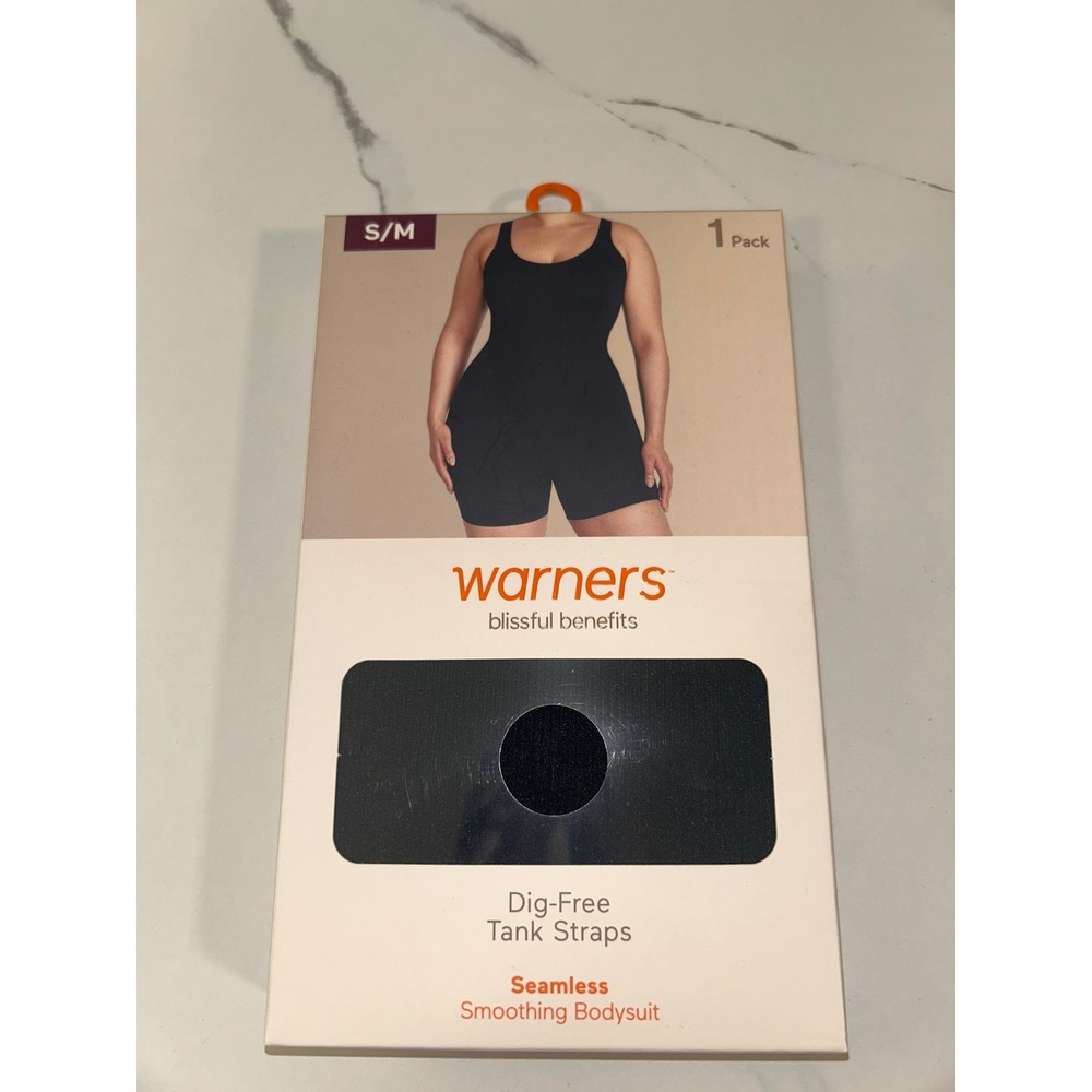 Warners Blissful Benefits Seamless Smoothing Bodysuit Black S/M Dig-Free Straps